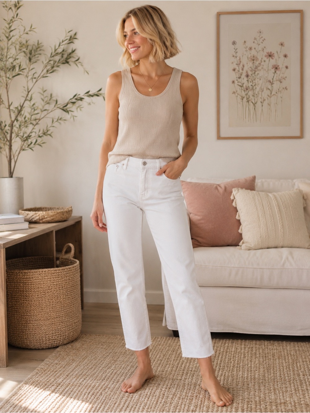 GAP White Girlfriend Denim Pants